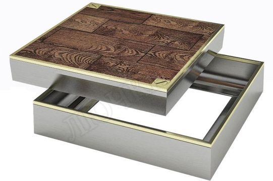 Напольный люк Премиум 44 мм с латунным кантом 2 створки Напольный люк Премиум 44 мм с латунным кантом 2 створки